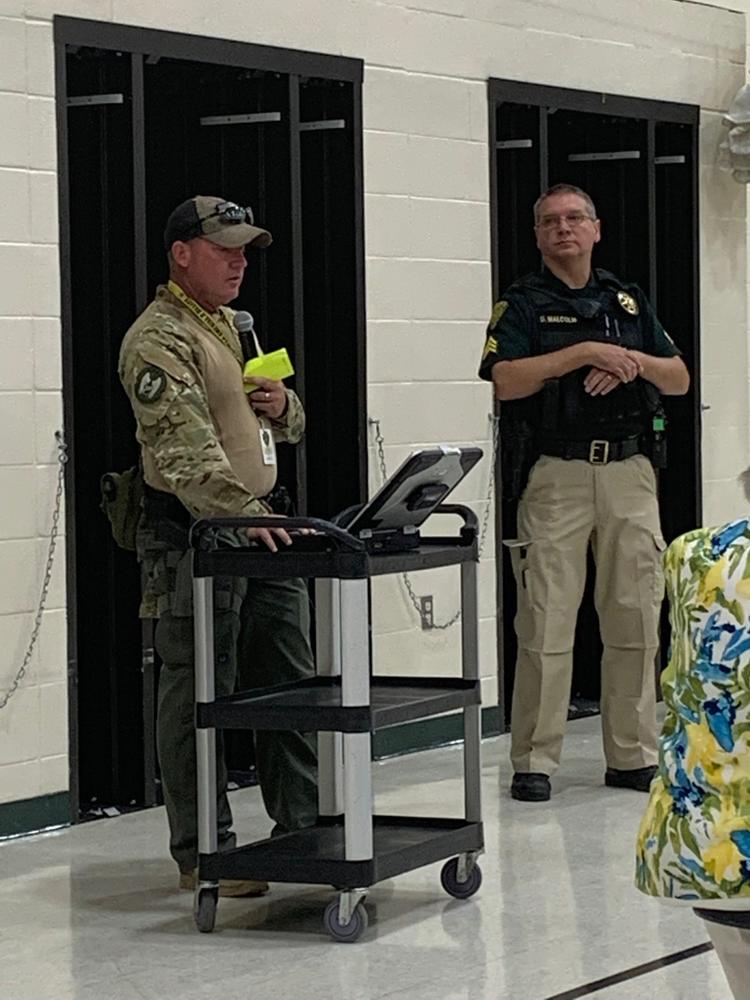 active shooter trained speaking with students